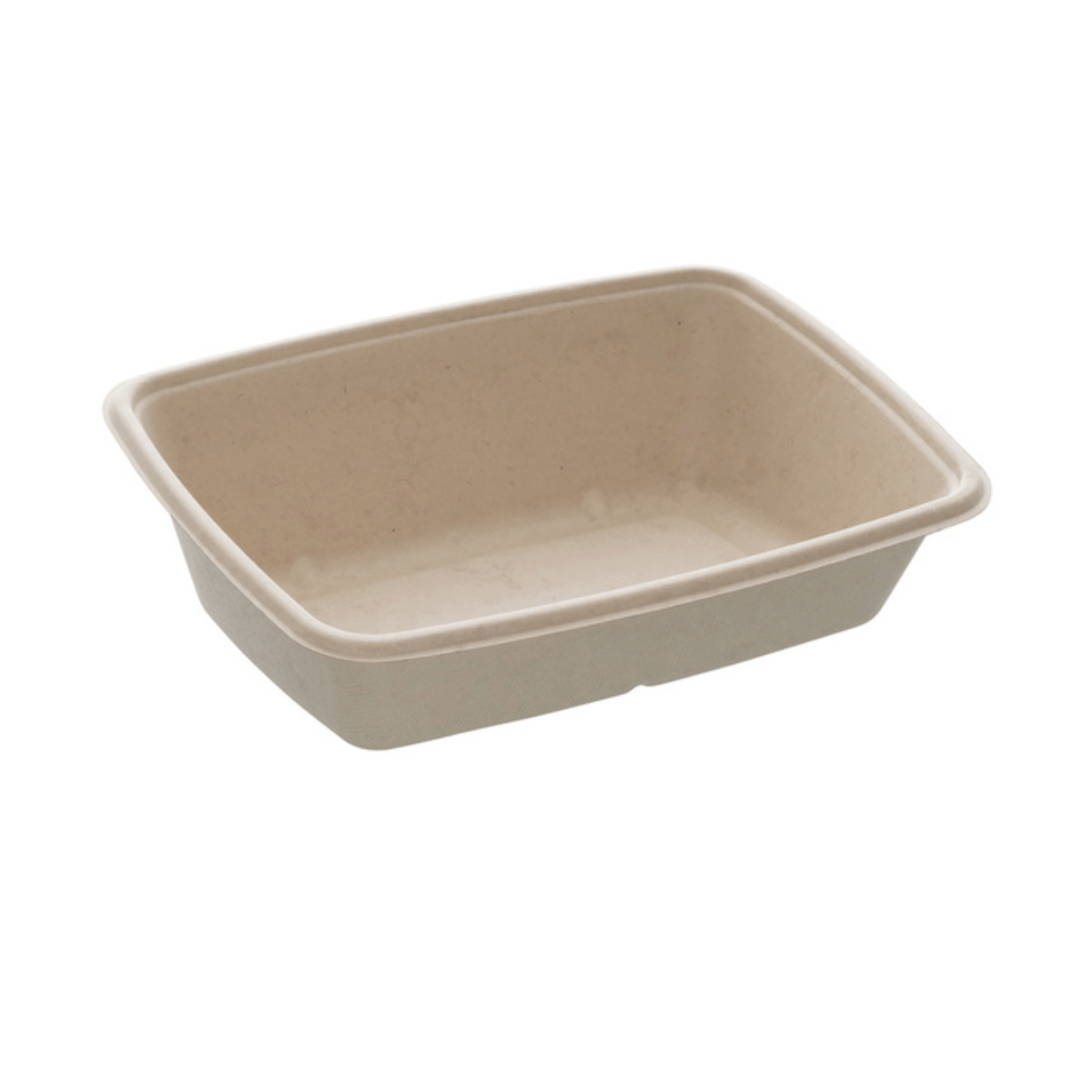 Bandeja rectangular con vertiente de 950 ml (16x23 cm), ecológica, práctica y perfecta para hostelería sostenible y alimentos líquidos.