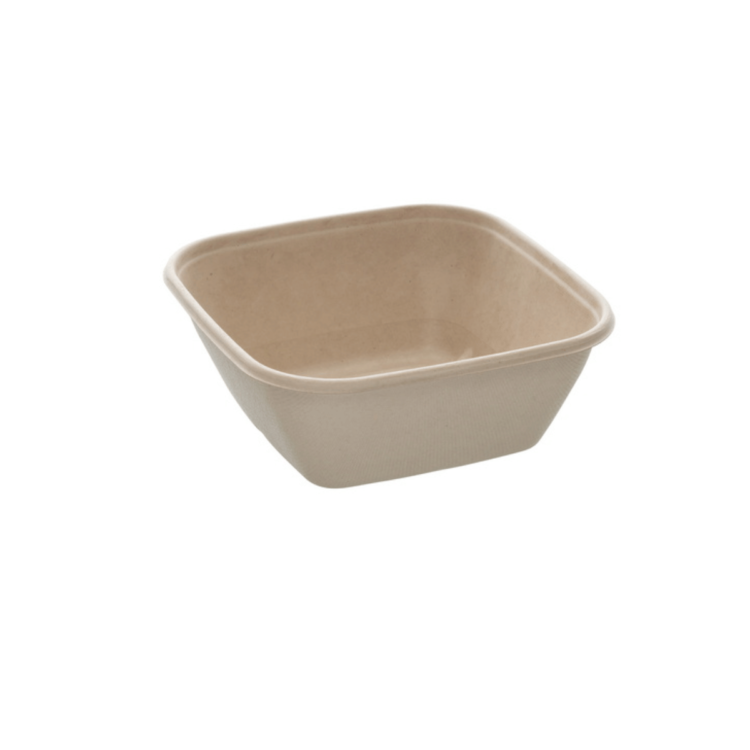 Bowl cuadrado de 1000 ml (17 x 17 cm), ecológico, biodegradable y diseñado para alimentos en hostelería sostenible.
