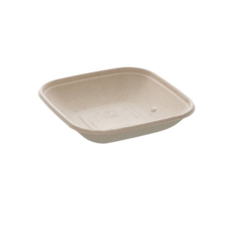 Bowl cuadrado de 500 ml (17 x 17 cm), ecológico, biodegradable y diseñado para alimentos en hostelería sostenible.