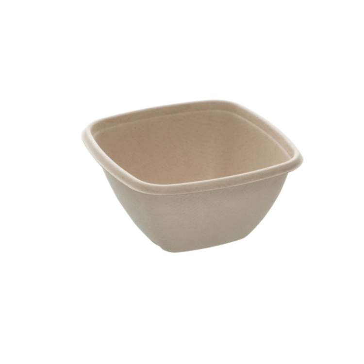 Bowl cuadrado de 500 ml (13x13 cm), ecológico, biodegradable y diseñado para alimentos en hostelería sostenible.