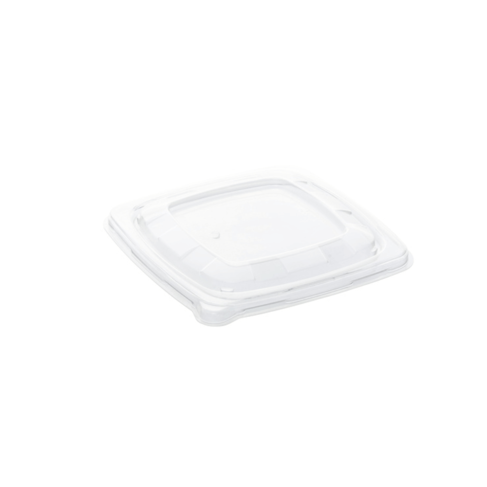 Tapa de PP para bowl cuadrado de 16x16 cm, resistente, reciclable y diseñada para hostelería sostenible.