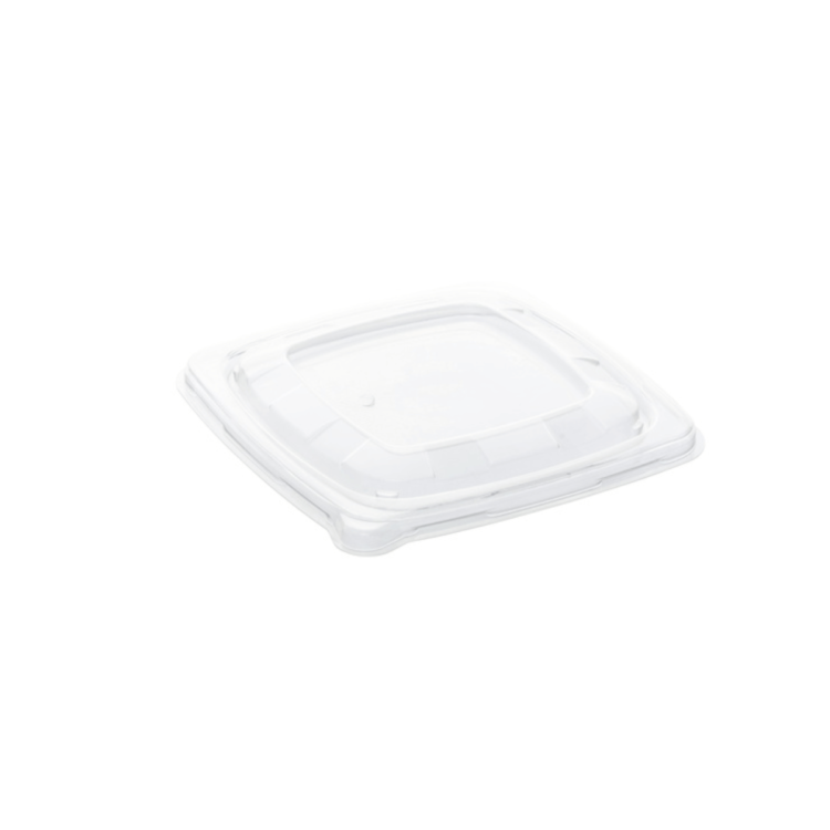 Tapa de PP para bowl cuadrado de 16x16 cm, resistente, reciclable y diseñada para hostelería sostenible.