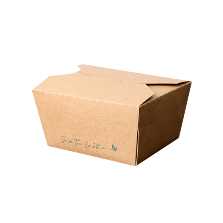 Envases kraft Take Away de 160 x 100 x 62 mm, 900 ml, prácticos y ecológicos, ideales para alimentos para llevar en hostelería y catering.