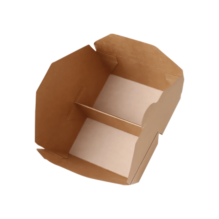 Envases kraft Take Away de 170 x 140 x 65 mm, 1300 ml, resistentes y ecológicos, ideales para comidas para llevar en hostelería y catering.