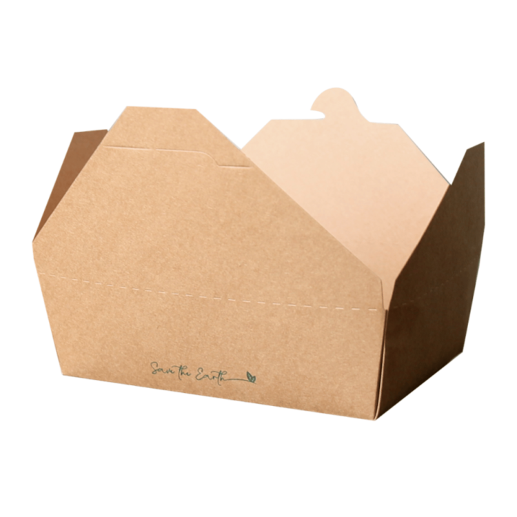 Envases kraft Take Away de 200 x 140 x 90 mm, 2800 ml, resistentes y ecológicos, ideales para grandes porciones de alimentos para llevar en hostelería y catering.
