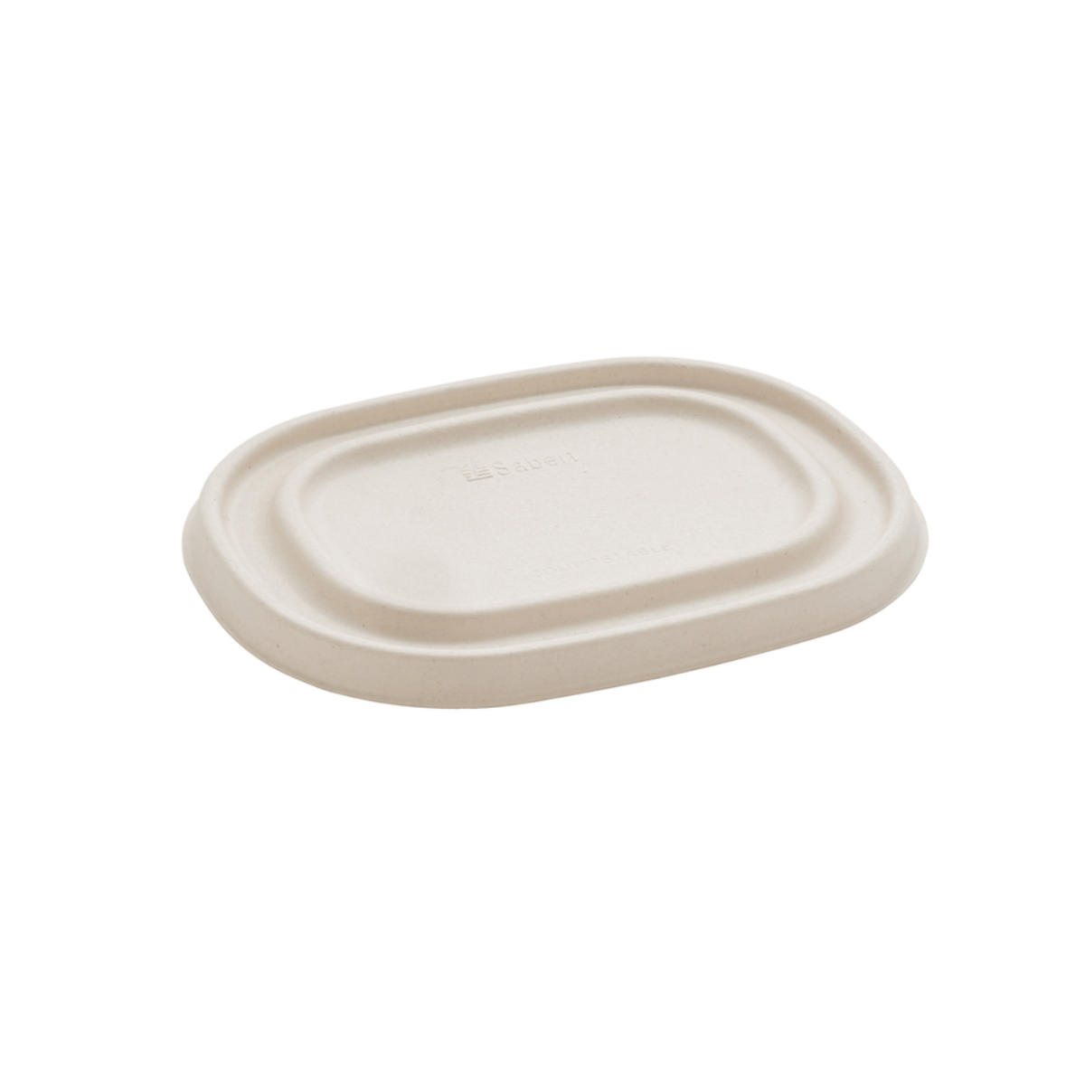 Tapa de pulpa biodegradable para bowl ovalado (19 x 15 cm), ecológica y diseñada para hostelería sostenible.