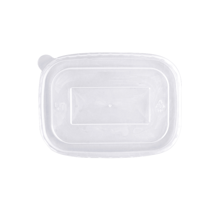 Tapa para tarrina rectangular de doble pared de PP, resistente y segura, ideal para envases de alimentos en hostelería y catering.