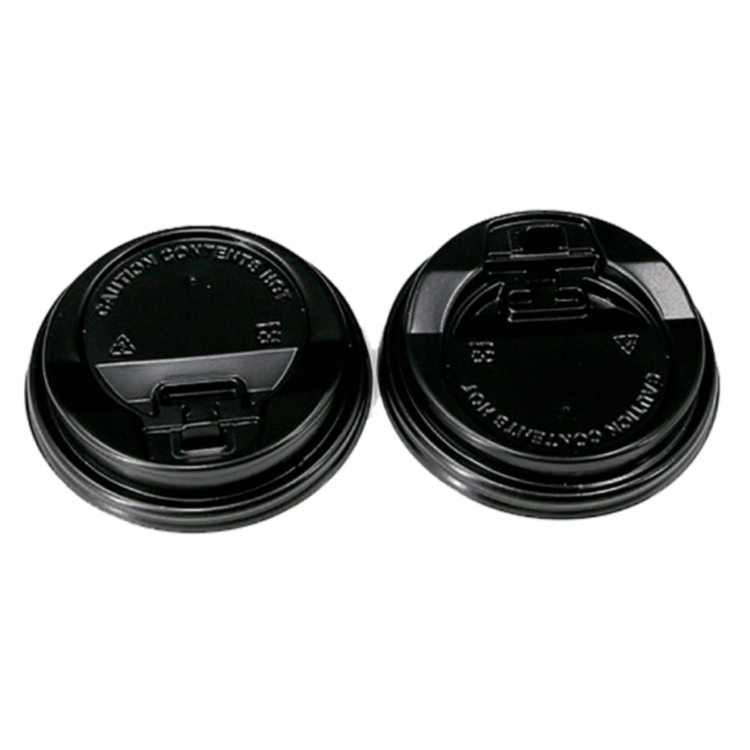 Tapa travel negra de 9 cm para vaso de 16oz, resistente y elegante, ideal para bebidas para llevar en cafeterías y hostelería.