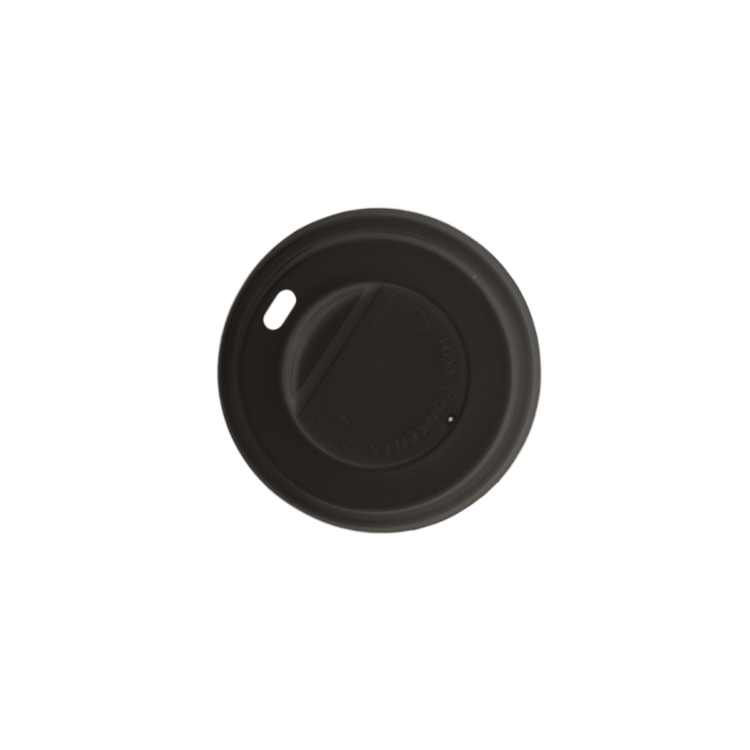 Tapa travel negra de 6.2 cm para vaso de 4oz, segura y funcional, ideal para bebidas para llevar en cafeterías y eventos.
