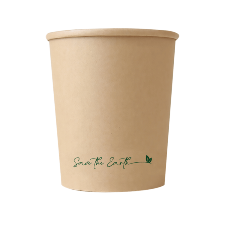 Tarrina de cartón redonda de doble pared con tapa PP o cartón, 1000 ml, resistente y ecológica, ideal para alimentos calientes o fríos en hostelería y catering.