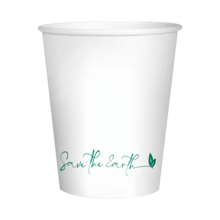 Vaso de cartón blanco 16oz (470ml), ideal para bebidas calientes y frías, perfecto para hostelería, cafeterías y eventos.