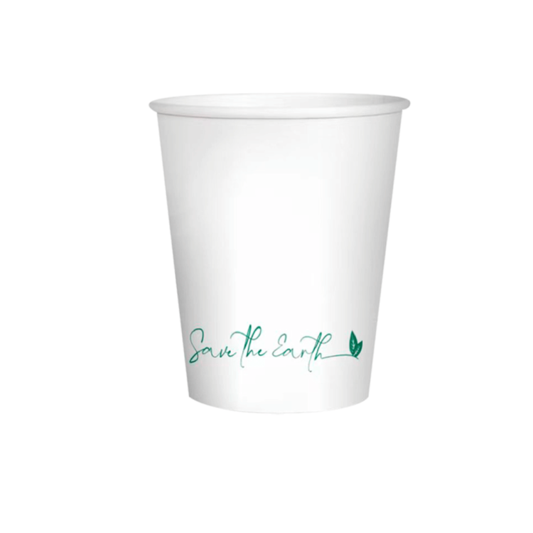 Vaso de cartón blanco 7oz (200ml), ideal para bebidas calientes o frías, perfecto para cafeterías, oficinas y eventos.