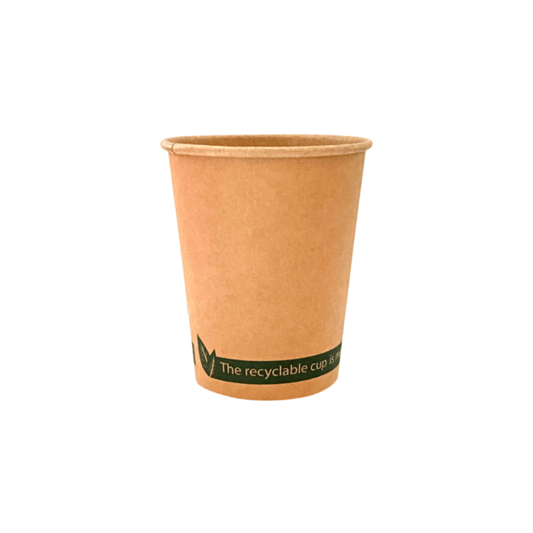 Vaso de cartón kraft 7oz (200ml), ecológico y práctico, ideal para bebidas calientes o frías en hostelería y eventos.