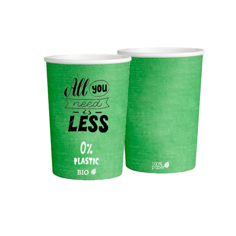 Vaso de cartón Plastic Free 7,5oz (220ml), biodegradable y sostenible, ideal para bebidas calientes y frías en cafeterías y eventos.