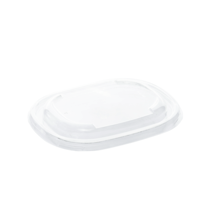 Tapa de rPET reciclable para bowl ovalado Eco Street (19 x 15 cm), resistente y diseñada para hostelería sostenible.