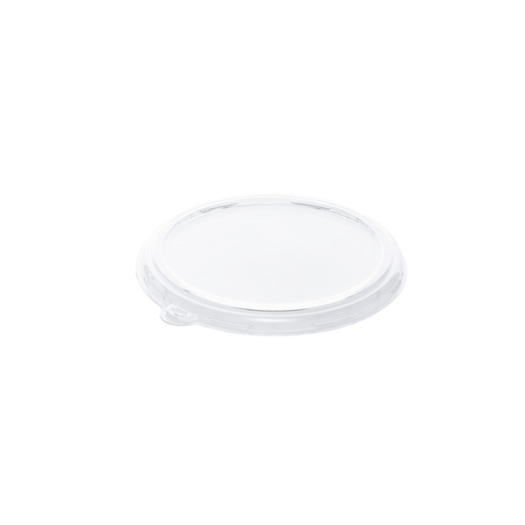 Tapa de rPET para bowl redondo Ø16 cm, resistente, transparente y diseñada para hostelería sostenible.