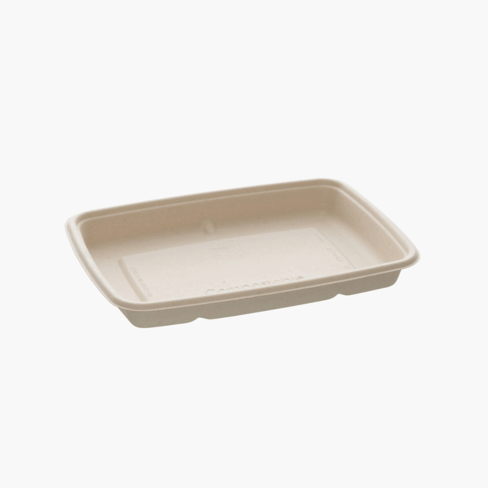 Bandeja Rectangular Fibra de Caña de Azúcar 600ml (16x23cm)